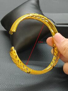 1個豪華合金手鏈,迪拜風格,不易褪色,適用於尼日利亞人或婚禮,沙金色 - 金黃色 - 查看 3