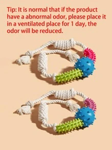 1pc Pet Chewing Rubber Rope Toy (Including Spiked Ring & Ball, Random Color Combination) For Small Dogs, Used For Grinding Teeth And Boredom Relief - Multicolor - View 4