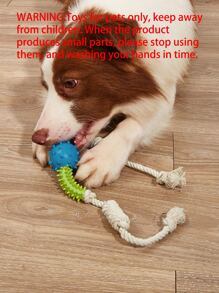 1pc Pet Chewing Rubber Rope Toy (Including Spiked Ring & Ball, Random Color Combination) For Small Dogs, Used For Grinding Teeth And Boredom Relief - Multicolor - View 3