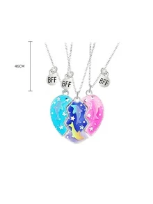 3入組/套時尚鋅合金月亮吊墜項鍊適合女士適用於生日禮品 - 彩色 - 查看 4