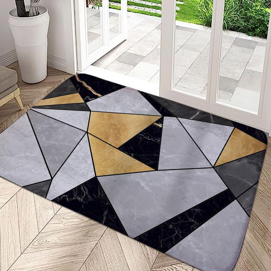 Geometric Design Indoor Door Mat, Non-slip Soft Touch, Absorbent Entrance Carpet, Front Door Mat, Anti-fatigue, Durable And Machine Washable, Suitable For Entryway And Hallway, 1pc - Multicolor - View 1