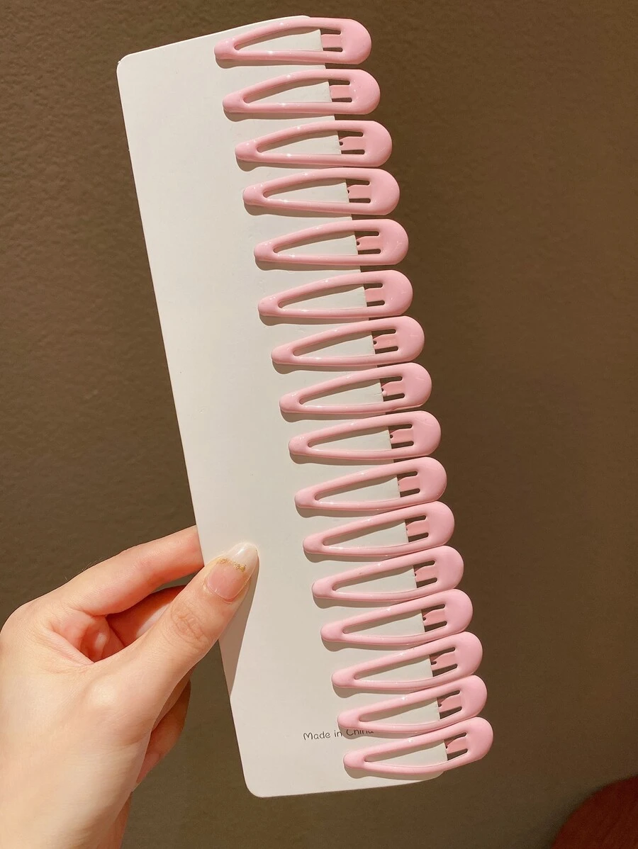 16 piezas/paquete Pinzas de cabello de mujeres lado - Rosa - Ver 1