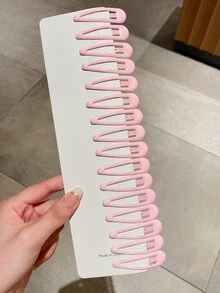 16 piezas/paquete Pinzas de cabello de mujeres lado - Rosa - Ver 2