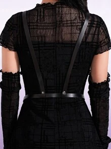 1 pieza arnés de disfraz sexy con hebilla redonda, adecuado para Halloween - Negro - Ver 2