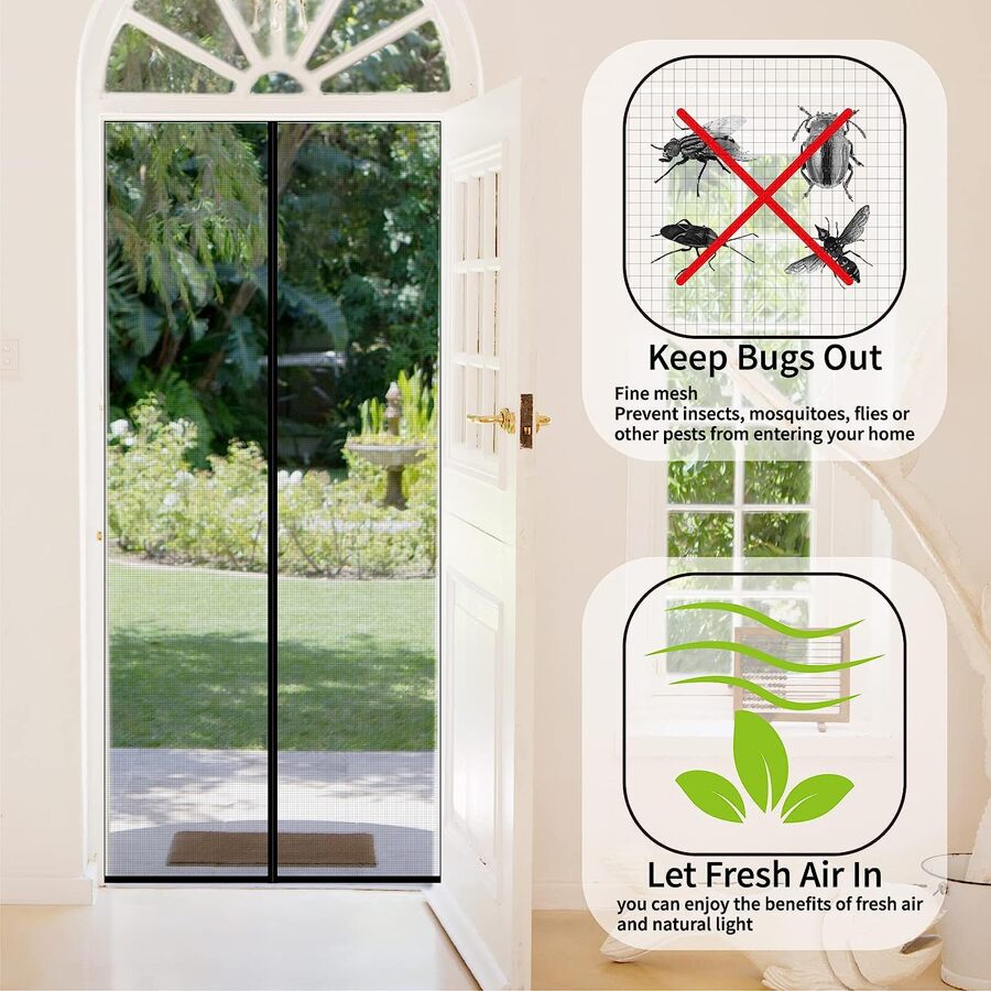 screen door, closed to keep bugs out, pet and childfriendly
