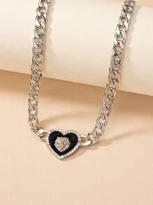 1入組精美時尚獅子頭和心形吊墜項鍊適合女士