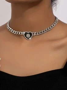 1入組精美時尚獅子頭和心形吊墜項鍊適合女士