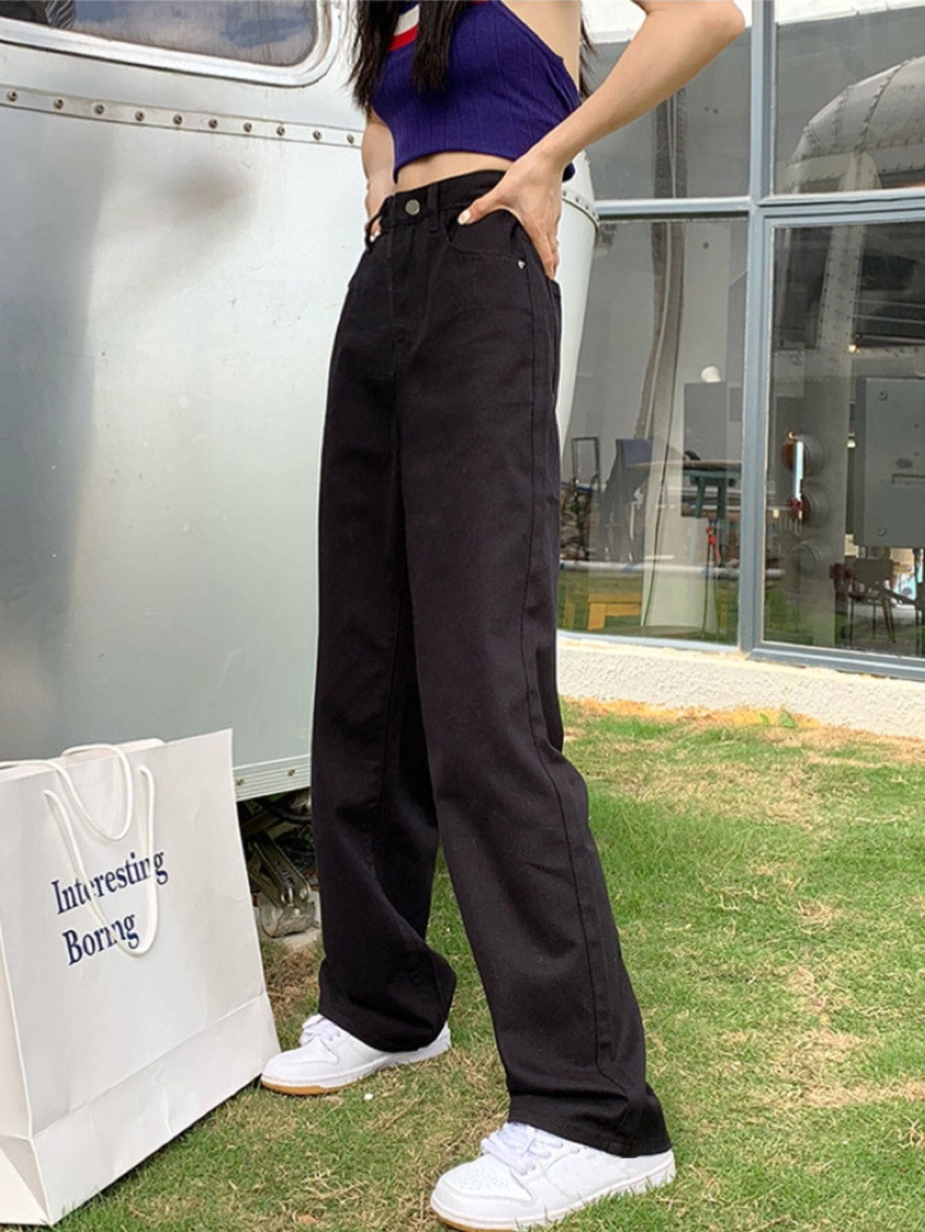 Women Pants - 黑色 - 查看 1