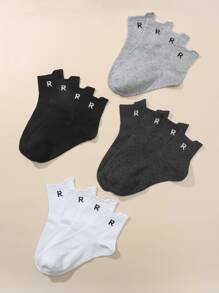 8pairs/set Men's Simple R Letter Detail Sports Mid-calf Socks - Multicolor - View 2