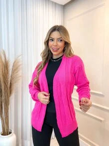 Women Cardigans - Hot Pink - View 4