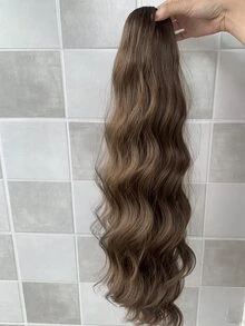 Sợi tổng hợp 24 Inch Dài Nâu Tóc đuôi gà Tóc xoăn Gia hạn Đối với phụ nữ Người Mỹ Dây rút Sóng nước Ngựa con Cái đuôi Kẹp Tóc giả piece Chống nóng Chất xơ - màu nâu - Xem 5