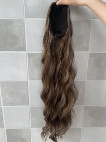 Sợi tổng hợp 24 Inch Dài Nâu Tóc đuôi gà Tóc xoăn Gia hạn Đối với phụ nữ Người Mỹ Dây rút Sóng nước Ngựa con Cái đuôi Kẹp Tóc giả piece Chống nóng Chất xơ - màu nâu - Xem 6
