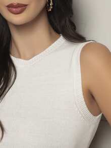 Women Sweater Vests - 白色 - 查看 2