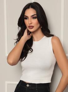 Women Sweater Vests - 白色 - 查看 1