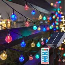 太陽能led燈串,戶外防水裝飾照明,適用於別墅、花園、露台、陽台,搭配彩色水晶球、星形吊墜 - 彩色 - 查看 1