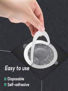 10pcs Shower Drain Sticker Disposable Floor Drain Sticker Adhesive Bathroom Hair Filter Sticker - White - View 5