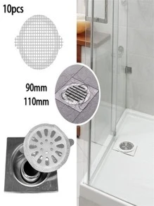 10pcs Shower Drain Sticker Disposable Floor Drain Sticker Adhesive Bathroom Hair Filter Sticker - White - View 12