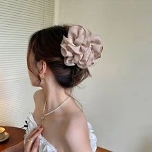 浪漫大尺寸网状和多花装饰发夹，女士优雅波西米亚风格发饰，发饰，发爪，爪夹，发夹，发夹，秋冬度假装女士沙滩配饰