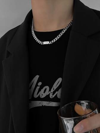 嘻哈誇張鏈條街項鍊適合男士-個性化和時髦不銹鋼首飾類適用於鎖骨