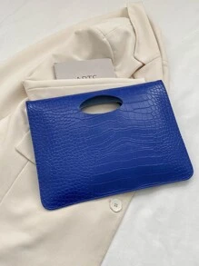 1 件純色石材紋理 Pu 材質簡約時尚奢華手拿包適合女士日常工作、派對、約會、禮物 - 藍色 - 查看 5