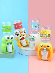 1 mini dispensador de agua de dibujos animados de pato amarillo pequeño, dispensador de agua de dibujos animados, juego de casa de muñecas con dispensador de agua Kawaii, divertido juguete de cocina para niñas y niños - Amarillo - Ver 2
