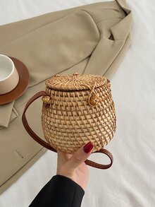 編織水桶包女士們斜挎包