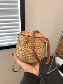 編織水桶包女士們斜挎包