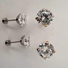 1 件防过敏平背耳钉，男女通用，立方氧化锆螺丝背耳环，不锈钢耳骨耳环，耳甲，耳屏，耳轮，耳轮，耳垂微型耳环穿孔珠宝 - 金色 - 查看 8