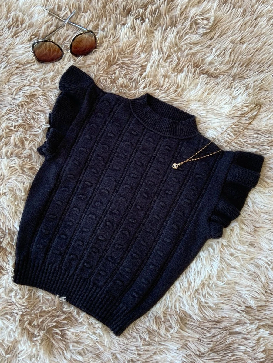 Women Knit Tops - 黑色 - 查看 1