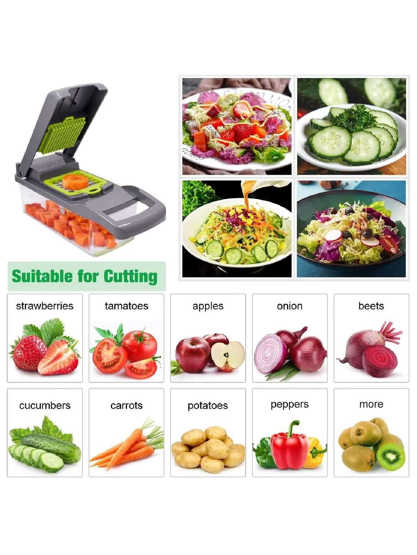 16pcs/set Vegetable Chopper & Slicer, Multifunctional Fruit Cutter