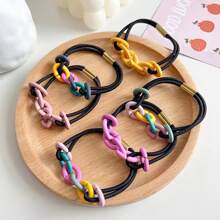 3入組女性隨機色鏈條設計時尚髮圈適用於裝飾用品 - 彩色 - 查看 3