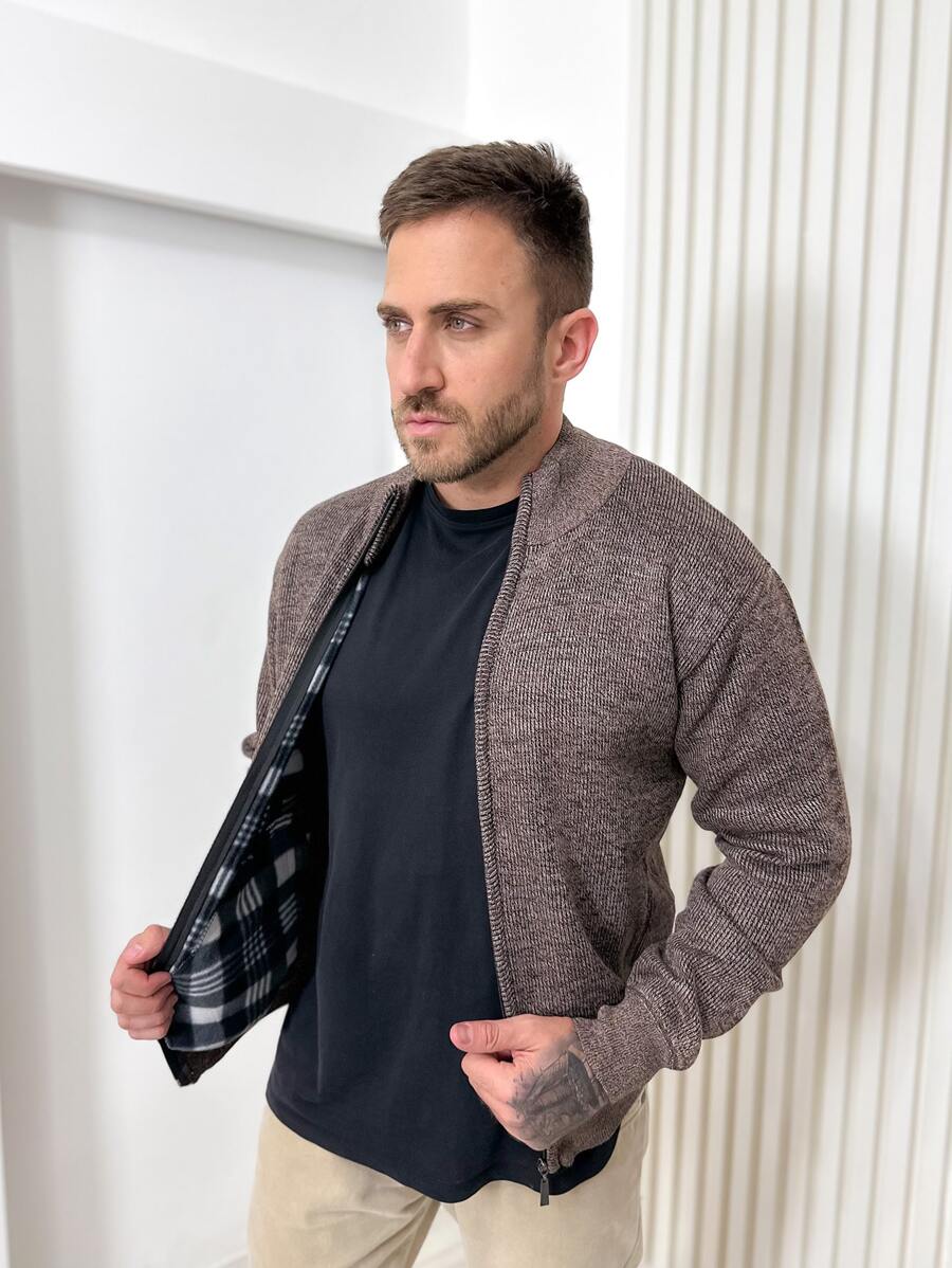 Men Cardigans - Màu nâu  Mocha - Xem 1