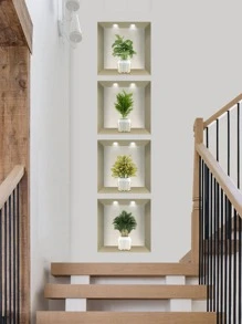 4 peças/Conjunto 30cm*30cm Adesivos de Parede Impermeáveis Autocolantes com Impressão Floral para Sala de Estar, Cozinha, Hall de Entrada, Quarto, Decalques de Vinil DIY, Adesivos, Decalque de Parede, Decalque de Vinil para Decoração Doméstica, Itens de Decoração de Primavera Refresquem sua Casa, Presentes de Adesivos de Decoração Rama Aniversário Formatura - Multicolorido - Visão 1