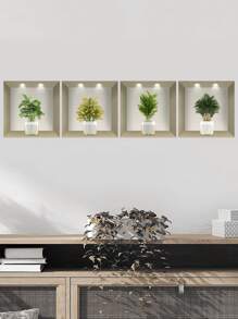 4 peças/Conjunto 30cm*30cm Adesivos de Parede Impermeáveis Autocolantes com Impressão Floral para Sala de Estar, Cozinha, Hall de Entrada, Quarto, Decalques de Vinil DIY, Adesivos, Decalque de Parede, Decalque de Vinil para Decoração Doméstica, Itens de Decoração de Primavera Refresquem sua Casa, Presentes de Adesivos de Decoração Rama Aniversário Formatura - Multicolorido - Visão 7
