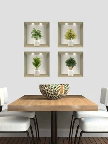 4 peças/Conjunto 30cm*30cm Adesivos de Parede Impermeáveis Autocolantes com Impressão Floral para Sala de Estar, Cozinha, Hall de Entrada, Quarto, Decalques de Vinil DIY, Adesivos, Decalque de Parede, Decalque de Vinil para Decoração Doméstica, Itens de Decoração de Primavera Refresquem sua Casa, Presentes de Adesivos de Decoração Rama Aniversário Formatura - Multicolorido - Visão 6
