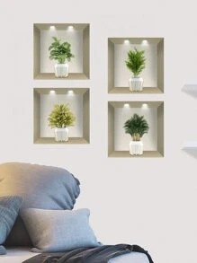 4 peças/Conjunto 30cm*30cm Adesivos de Parede Impermeáveis Autocolantes com Impressão Floral para Sala de Estar, Cozinha, Hall de Entrada, Quarto, Decalques de Vinil DIY, Adesivos, Decalque de Parede, Decalque de Vinil para Decoração Doméstica, Itens de Decoração de Primavera Refresquem sua Casa, Presentes de Adesivos de Decoração Rama Aniversário Formatura - Multicolorido - Visão 8