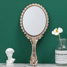 Creative Vintage Lace Handle Handheld Makeup Mirror, Portable Handheld Mirror, Ideal For Mom, Girlfriend, Wife, Ladies' Makeup Mirror, Dorm Room, Traveling - Rose Red - View 6