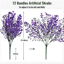 12入組/套戶外仿真花,金色15英寸UV抵抗的塑膠綠色植物花卉適用於花園,門廊,懸掛籃子,窗戶盒子裝飾用品