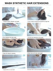 Soft and natural handmade women's hair extensions with long straight hair clip connectors - Brown - View 6