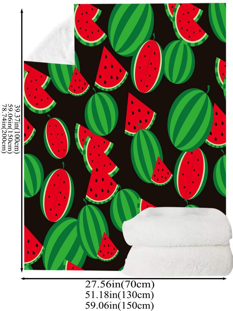 フランネルフリース毛布 裏起毛 スイカ柄 | SHEIN JAPAN