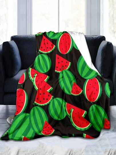 フランネルフリース毛布 裏起毛 スイカ柄 | SHEIN JAPAN