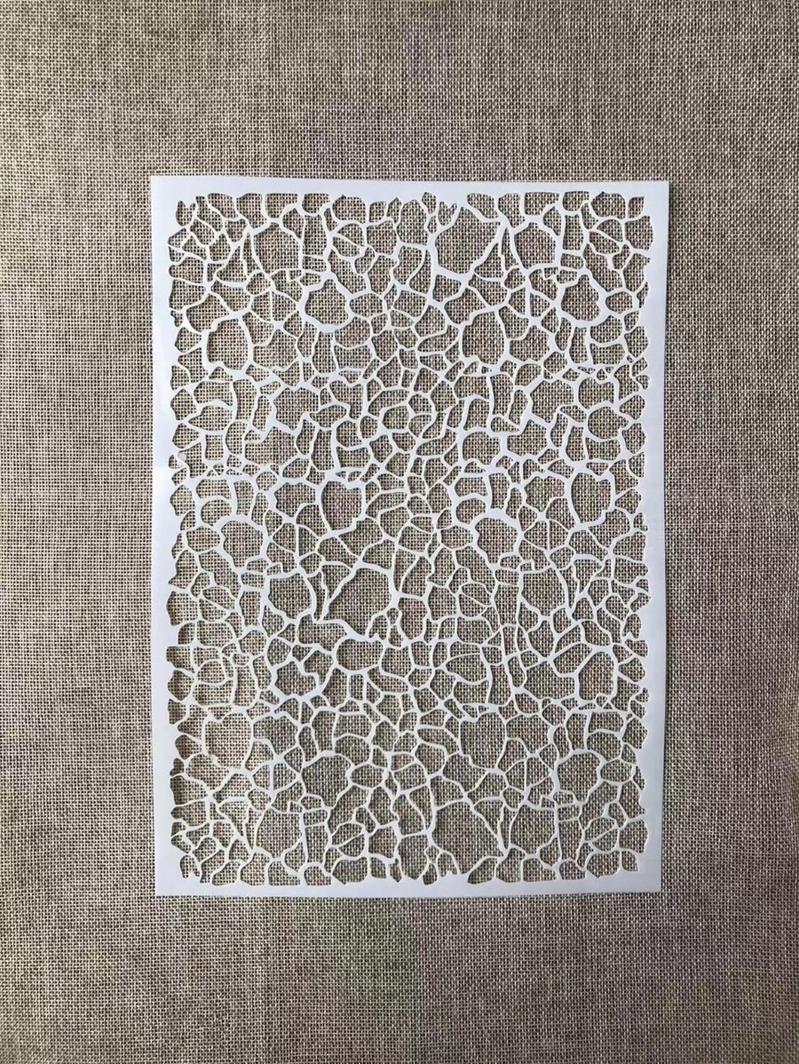 1pc White Plastic A4 Size Asymmetric Grid Painting Stencil Template - White - View 1