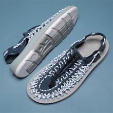 男士抽繩設計鏤空設計閒暇藍色的休閒涼鞋 - 藍色 - 查看 5