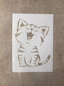 1 peça Modelo de Desenho A4 Branco de Plástico com Padrão de Gato Bocejando