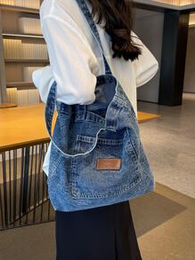 时尚女士水洗帆布手提包，休闲大容量手提包