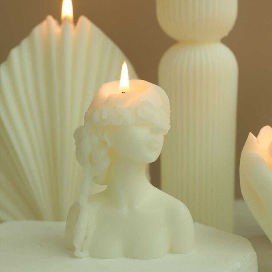 1入組女孩形狀香薰蠟燭 - 白色 - 查看 1
