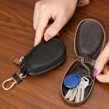 Mini Leather Key Holder Minimalist Keychain Case Wallet Key Storage Case Key Protector Gift Bag Present Car Key Chain Key Holder Key Case - Black - View 5
