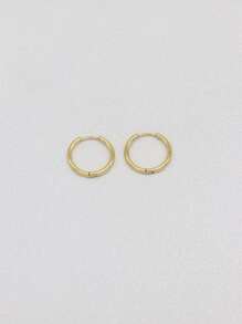 HENGKE 2入組/套時尚不銹鋼薄針0.8毫米20克圓耳環