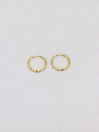 HENGKE 2入組/套時尚不銹鋼薄針0.8毫米20克圓耳環