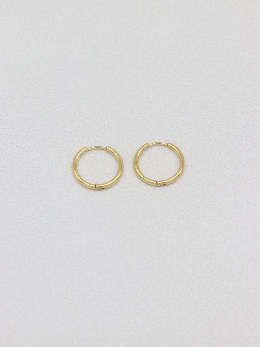 HENGKE 2入組/套時尚不銹鋼薄針0.8毫米20克圓耳環